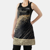 Elegante stijlvolle gouden glittersequins zwart ma schort (Insitu)