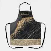 Elegante stijlvolle gouden glittersequins zwart ma schort (Voorkant)