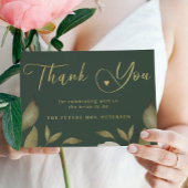 Elegante stijlvolle gouden groene bruidsdouche bedankkaart