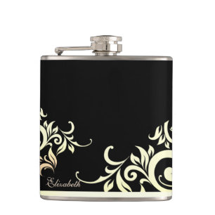 Elegante stijlvolle gouden kant, Zwart -Persoonlij Heupfles