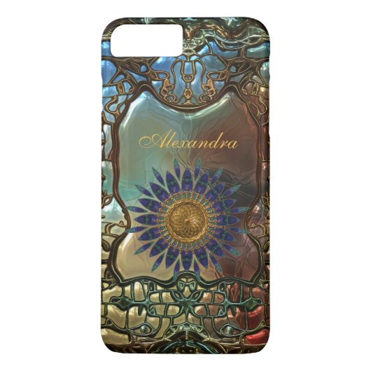 Elegante stijlvolle gouden metalen art nouveau Case-Mate iPhone case (Achterkant)