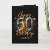 Elegante stijlvolle gouden mozaïek op zwarte 60e v kaart (Voorkant)