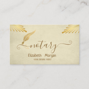 Elegante Stijlvolle Gouden Veer Notary Cream Visitekaartje