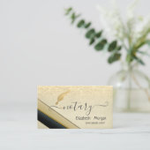 Elegante stijlvolle gouden veren notaris glitter visitekaartje (Staand voorkant)