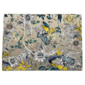 Elegante stijlvolle  Goudgeel Grijs Bloemen Groot Cadeauzakje (Voorkant)