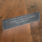 Elegante stijlvolle grijze professionele kunst naambordje (Zijkant)