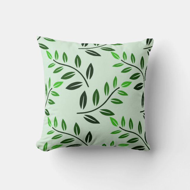 Elegante Stijlvolle Groene Elementen Botanisch Hui Kussen (Voorkant)