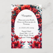 Elegante stijlvolle grote rode papaver bruiloft informatiekaartje (Voorkant)