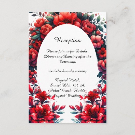 Elegante stijlvolle grote rode papaver bruiloft informatiekaartje (Voorkant)