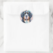 Elegante stijlvolle hond bernese berg ronde sticker (Tas)