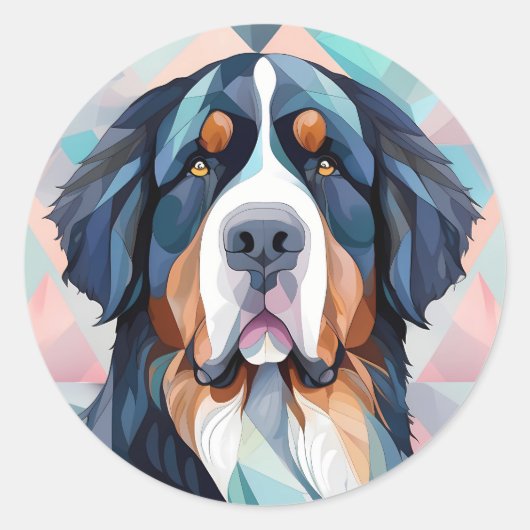 Elegante stijlvolle hond bernese berg ronde sticker (Voorkant)