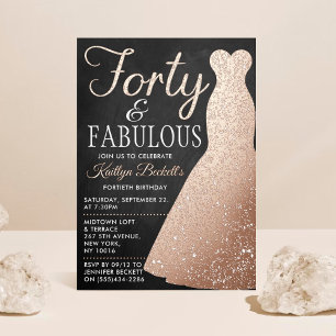 Elegante stijlvolle jurk Veertig & Fabulous Verj Folie Uitnodiging