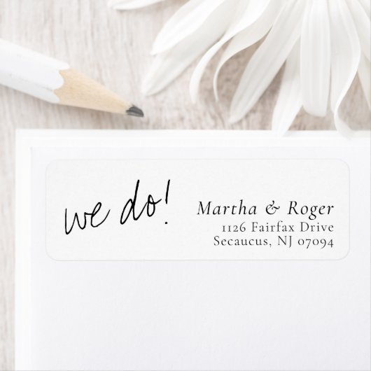 Elegante stijlvolle kalligrafie bruiloft retour ad etiket (Insitu)