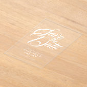 Elegante stijlvolle kalligrafie bruiloft save the acryl uitnodigingen (Laagn)