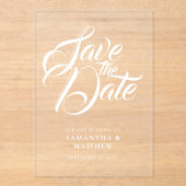 Elegante stijlvolle kalligrafie bruiloft save the acryl uitnodigingen (Voorkant)