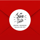 Elegante Stijlvolle Kalligrafie Bruiloft Save the  Ronde Sticker