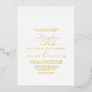 Elegante stijlvolle kalligrafie Nuestra Boda Goud Folie Uitnodiging