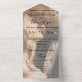 elegante stijlvolle kalligrafie trouwfoto all in one uitnodiging (Binnen)