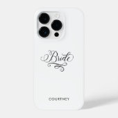 Elegante stijlvolle kalligrafie zwart-wit bruid iPhone hoesje (Achterkant)
