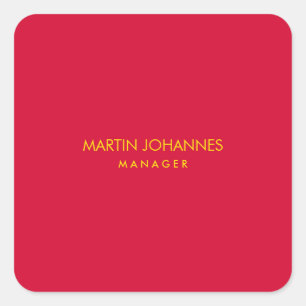 Elegante stijlvolle kersrode gouden kleur aangepas vierkante sticker