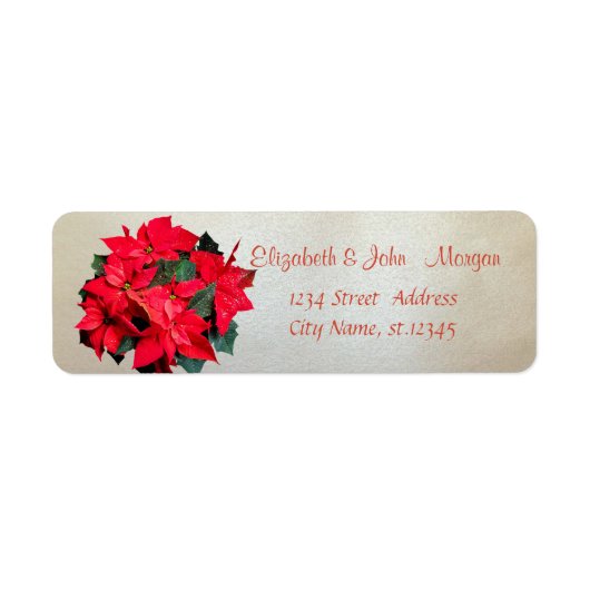 Elegante, stijlvolle kerst Poinsettia Etiket (Voorkant)