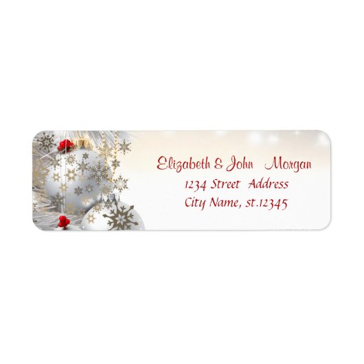 Elegante Stijlvolle Kerstballen Gouden Sneeuwvlokk Etiket (Voorkant)
