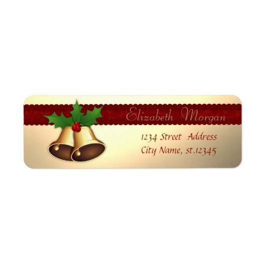 Elegante stijlvolle kerstklokken hulsttakken etiket (Voorkant)
