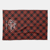 Elegante stijlvolle Kerstscript Plaid Theedoek (Horizontaal)
