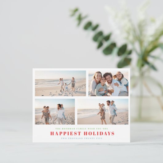 Elegante STIJLVOLLE Kleurrijke 4 Foto Collage GELU Feestdagenkaart (Staand voorkant)