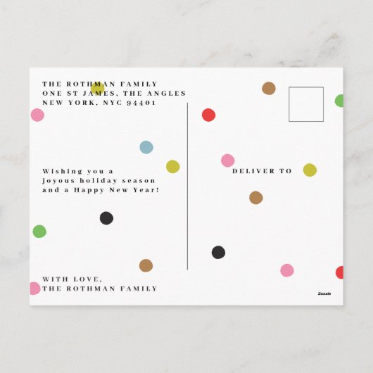 Elegante STIJLVOLLE Kleurrijke 4 Foto Collage GELU Feestdagenkaart (Achterkant)