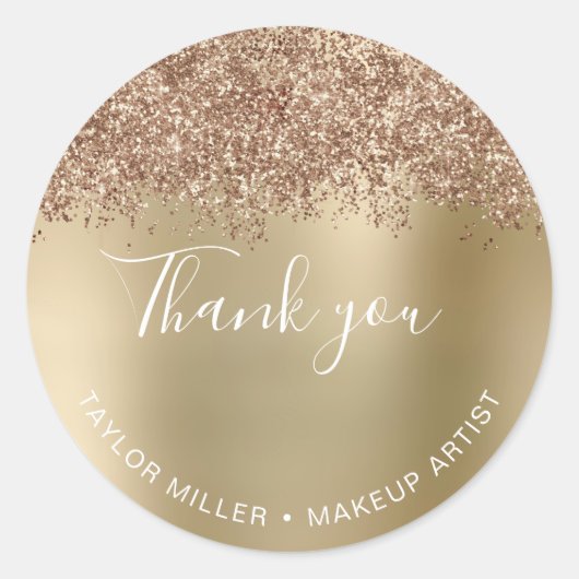 Elegante stijlvolle koperen roze gouden glans dank ronde sticker (Voorkant)