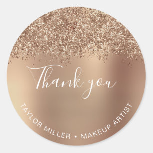 Elegante stijlvolle koperen roze gouden glitters b ronde sticker
