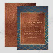 Elegante stijlvolle koperen turquoise gouden trouw