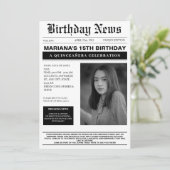 Elegante stijlvolle krant Quinceañera Kaart (Staand voorkant)