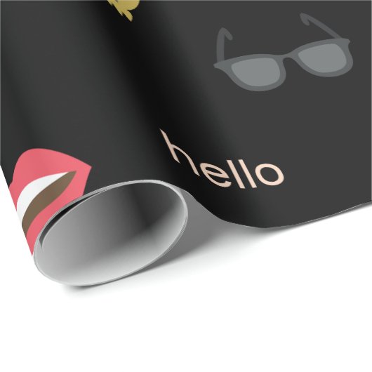 elegante stijlvolle kusjes, lippen, harten, uilen, cadeaupapier (Rol Hoek)