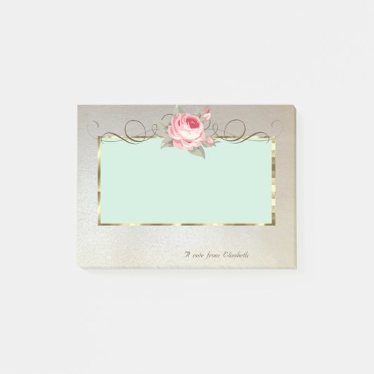 Elegante stijlvolle lijst, roos post-it® notes (Voorkant)