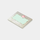 Elegante stijlvolle lijst, roos post-it® notes (Schuin)