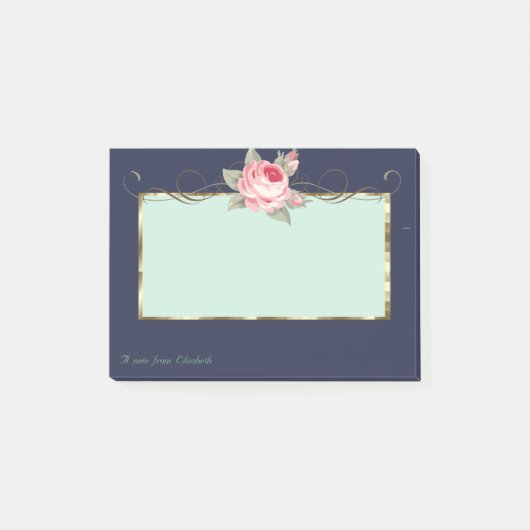 Elegante stijlvolle lijst, roos post-it® notes (Voorkant)