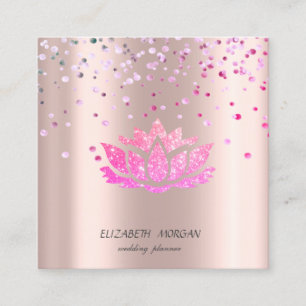 Elegante Stijlvolle Lotus, Confetti Roze Goud Vierkante Visitekaartje