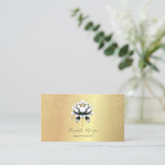 Elegante stijlvolle Lotus Gold Confetti Yoga Visitekaartje (Staand voorkant)