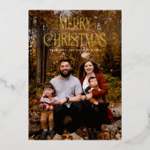 Elegante stijlvolle luxe vrolijke kerst lettertype folie feestdagenkaart (Voorkant)