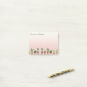 Elegante stijlvolle meisjesachtige Cactus Post-it® Notes (Op bureau)