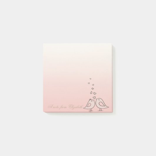 Elegante stijlvolle meisjesachtige, vogels verlief post-it® notes (Voorkant)