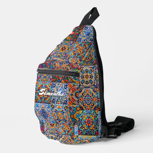 Elegante stijlvolle Mexicaanse talavera tegels mon Sling Bag (Rechterhoek)