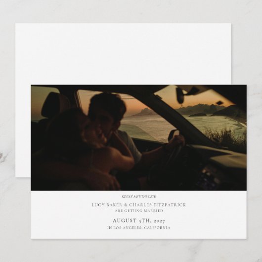 Elegante stijlvolle minimalistische fotobruiloft save the date (Voorkant / Achterkant)