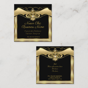 Elegante stijlvolle mode beige goud zwart diamant vierkante visitekaartje
