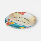 Elegante, stijlvolle moderne 21e verjaardag papieren bordje (Gekanteld)