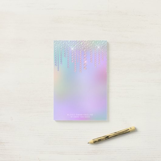 Elegante stijlvolle moderne chick holografische di post-it® notes (Op bureau)