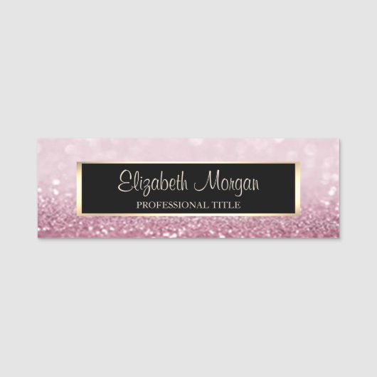 Elegante Stijlvolle Moderne Glitter Bokeh, Frame Naamplaatje (Voorkant)
