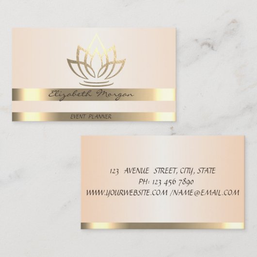 Elegante stijlvolle, moderne gouden strepen Lotus Visitekaartje (Voorkant / Achterkant)